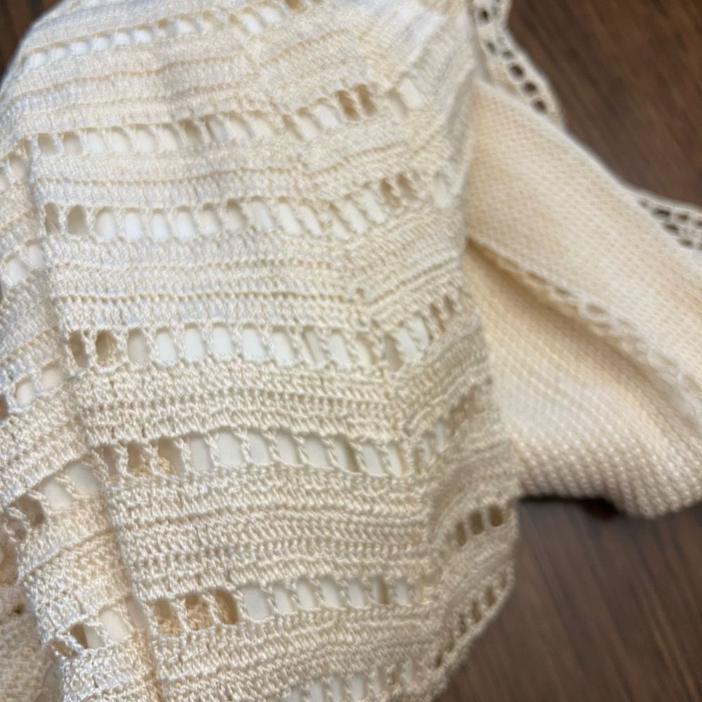 Elegant vintage Kroshetta by Papillon Crochet Cream Knit Dress women’s size 8 - Picture 8 of 11